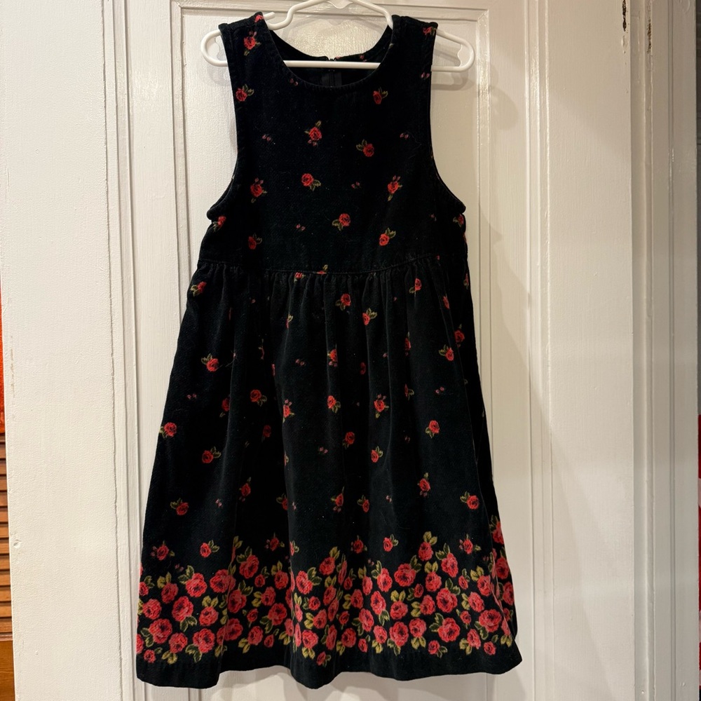 Vintage Gymboree “Nutcracker” Floral Black Velvet Kids Dress, size Large (5 yrs)